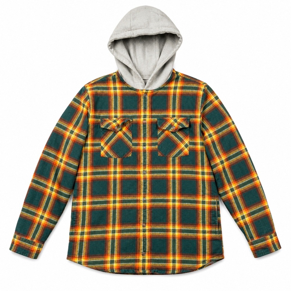 L.L. Bean Plaid Flannel Hoodie Kids L 14-16 Fleece Lined Shirt Jacket Outdoor